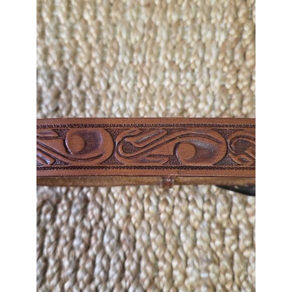 Vintage Ranger Style Tooled Genuine Saddle Leather Western Floral Womens Sz 30 main image 5